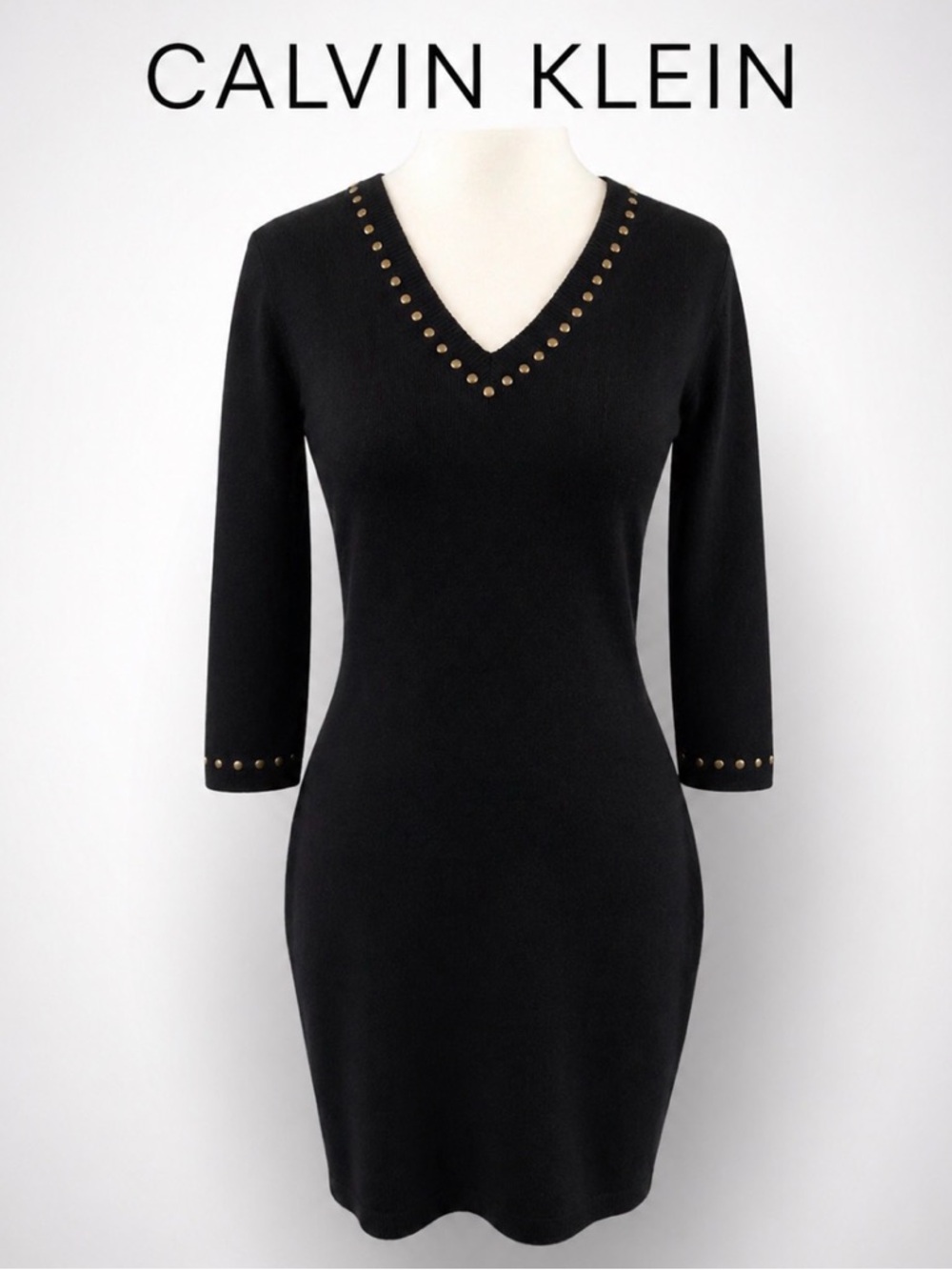 EUC Calvin Klein Sweater Dress with metal Rivets M
